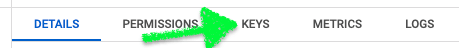 Create a key for a Google Service Account